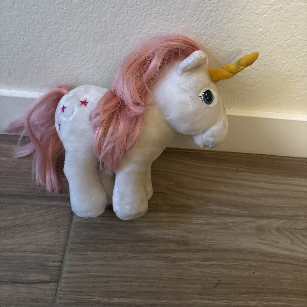 Vintage My Little Pony Moondancer Unicorn Plush Hasbro Softies 1984 White 10in - Picture 10 of 11